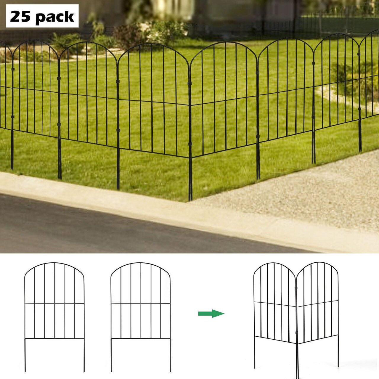 25pcs Decorative Garden Fence Flower Edging for Landscape Patio Yard Border Fence